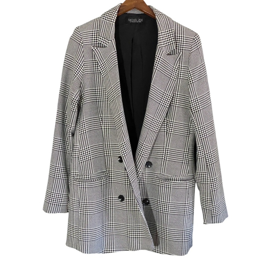 Rachel Zoe Plaid Houndstooth Blazer Jacket Oversized S Business Old Money Preppy - Picture 6 of 10